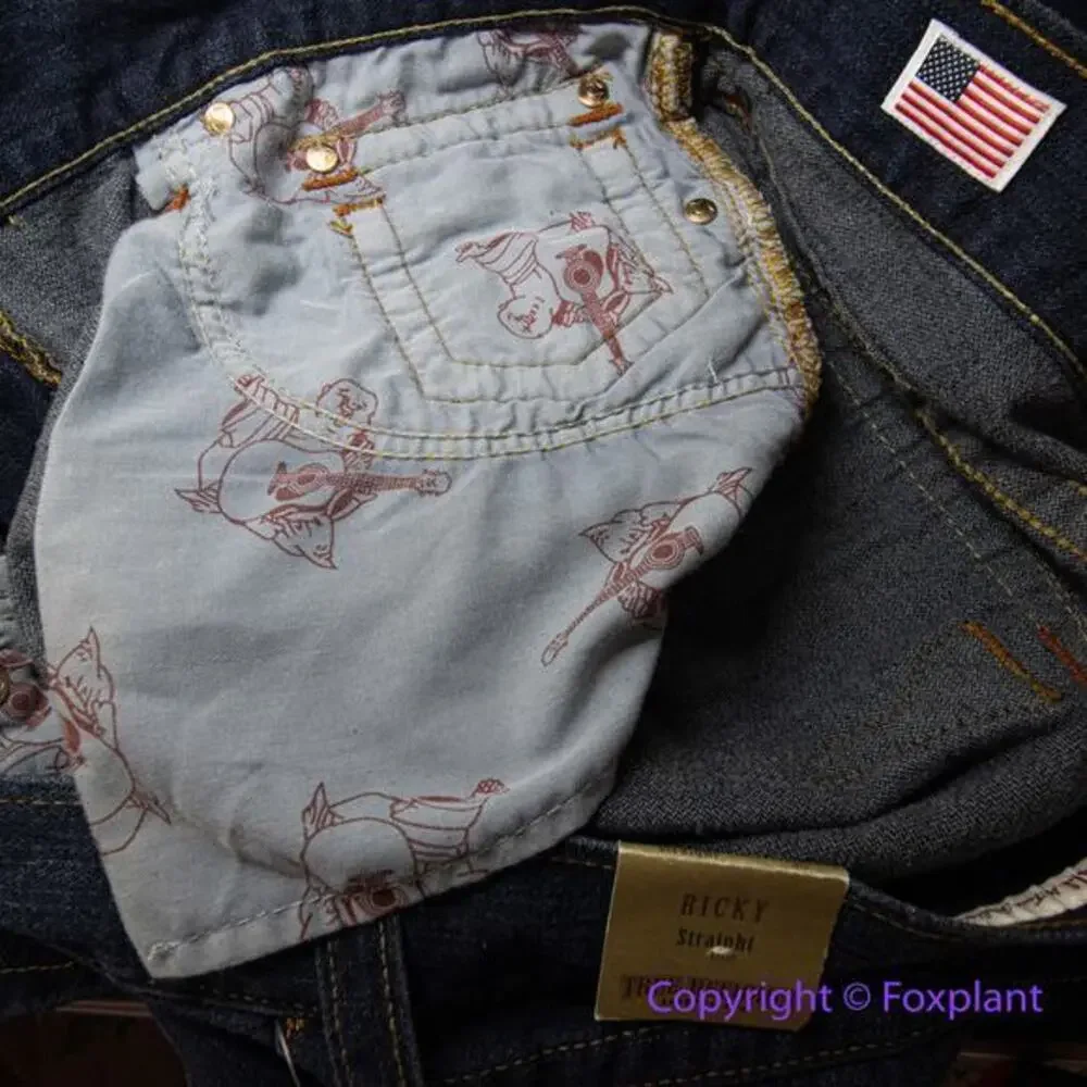 New! True Religion mens Ricky straight‎ jeans, size 36